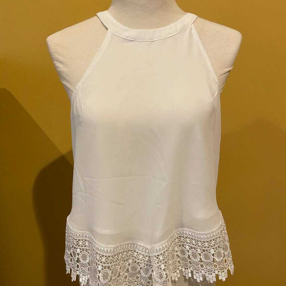 High-Neck, Sheer, Laced, Tank Top